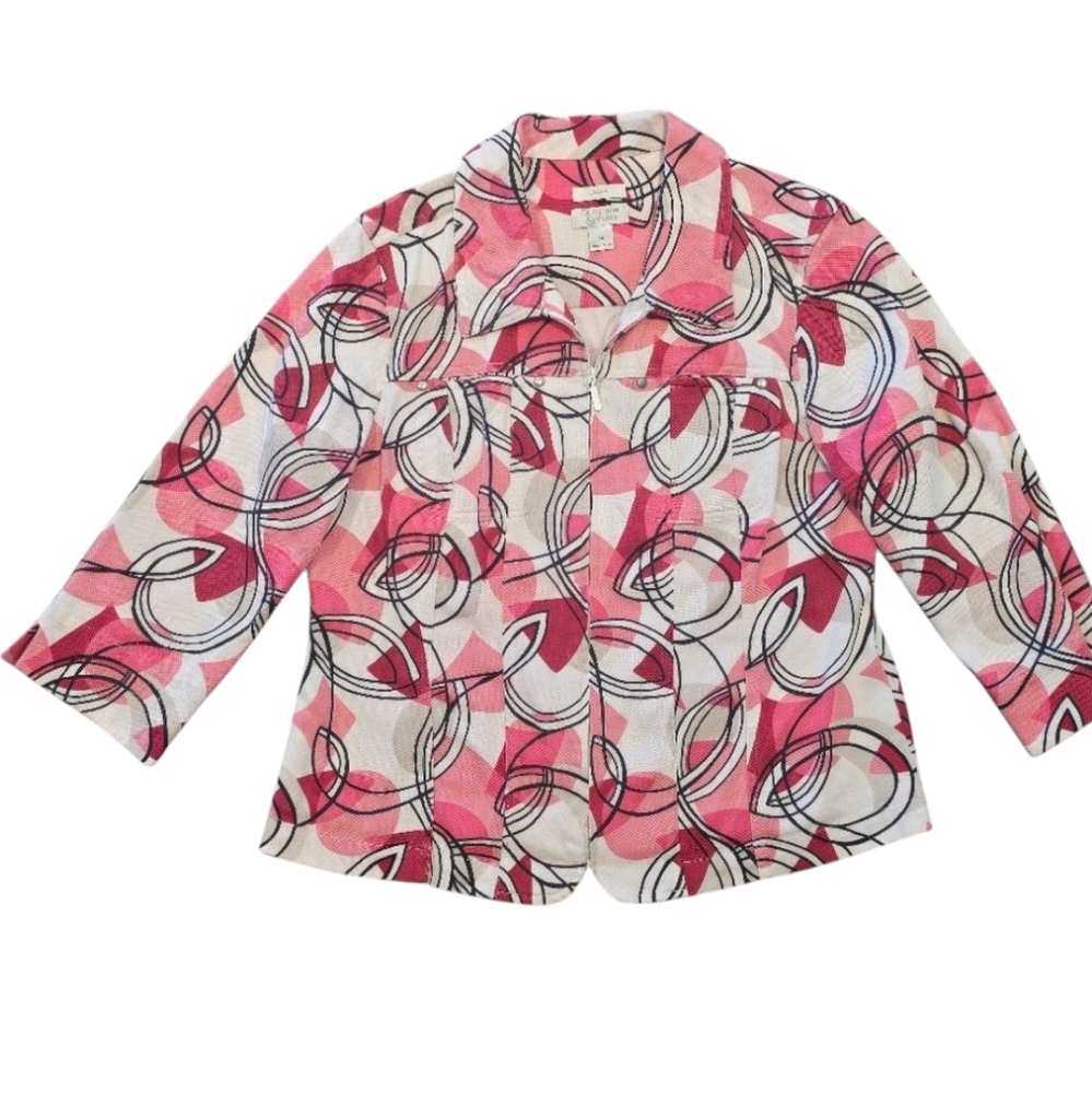 Christopher & Banks Blazer 3/4 Sleeve‎ Multi Color Jacket Medium
